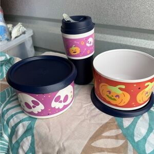 Tupperware Halloween Set - Skull and Pumpkin Design